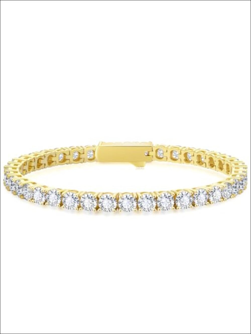 5A Cubic Zirconia Tennis Bracelet 14k Gold Plated Iced Out